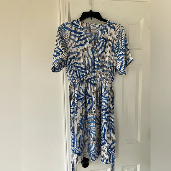 NIC+ZOE Women's Palm Dot Dress Faux Wrap Tie Waist With Pockets XS - Picture 5 of 6